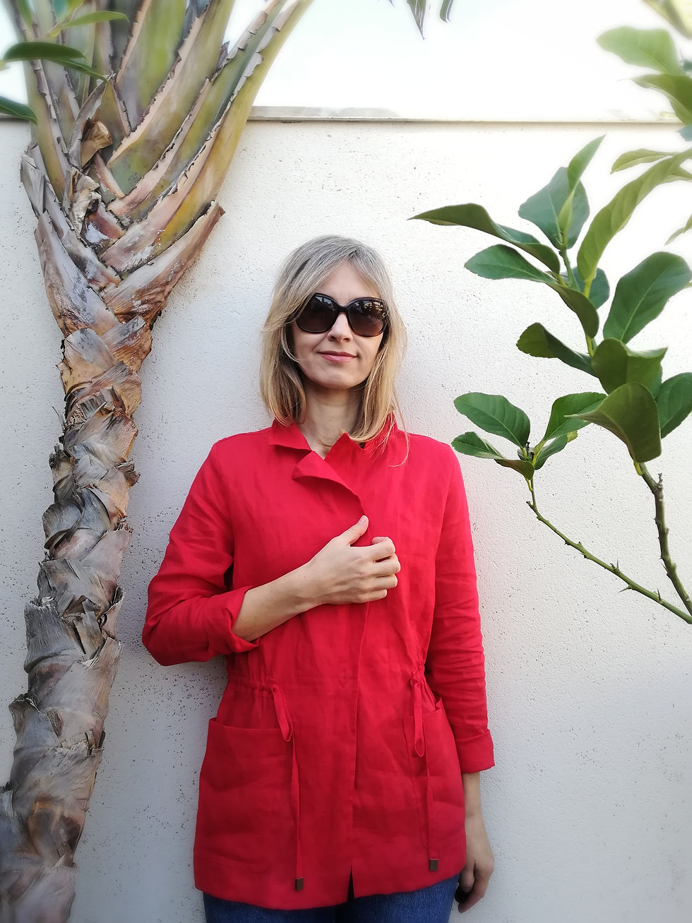 Thumbnail: Red / WILD BERRY / blazer / medium weight linen / handmade by Kadrika