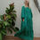 Thumbnail: Emerald / LONG YELLOW ASTER / 3/4 puff-sleeve tiered dress with pockets / medium weight linen / handmade by Kadrika