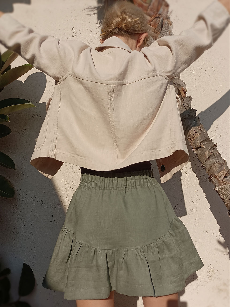 Thumbnail: Dusty green / YARROW  / slip on skorts / lightweight linen / handmade by Kadrika
