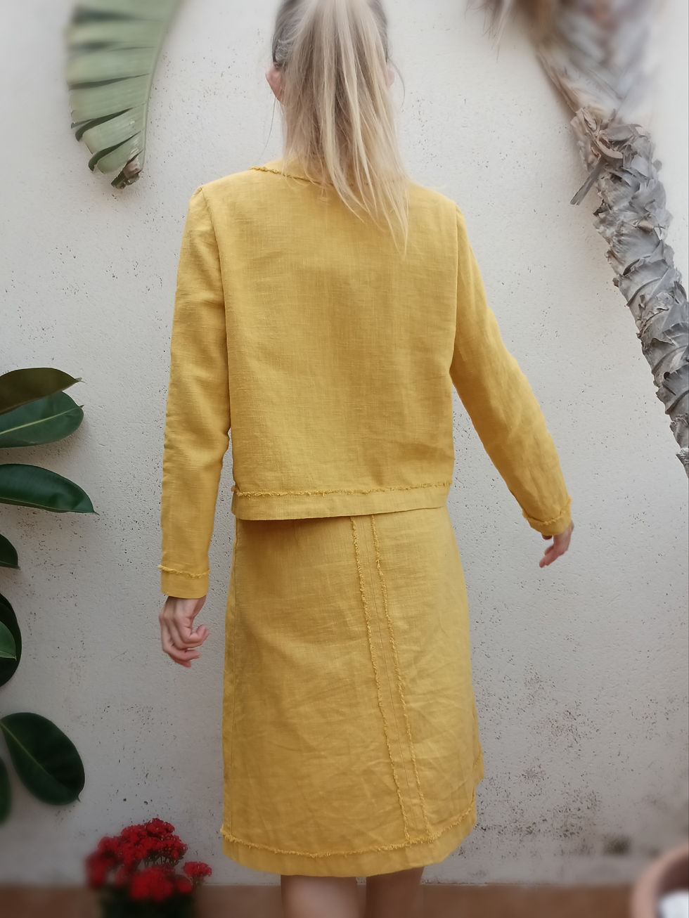 Thumbnail: Yellow / HELENIUM / tailored jacket with long sleeves / ramie tweed / handmade by Kadrika