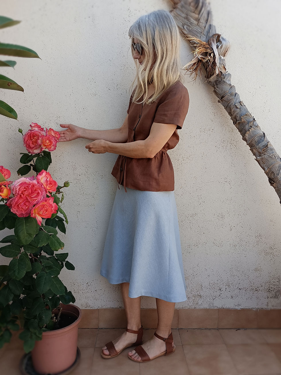 Thumbnail: Skylight / CALLA LILY / bias-cut midi skirt / ramie tweed / handmade by Kadrika