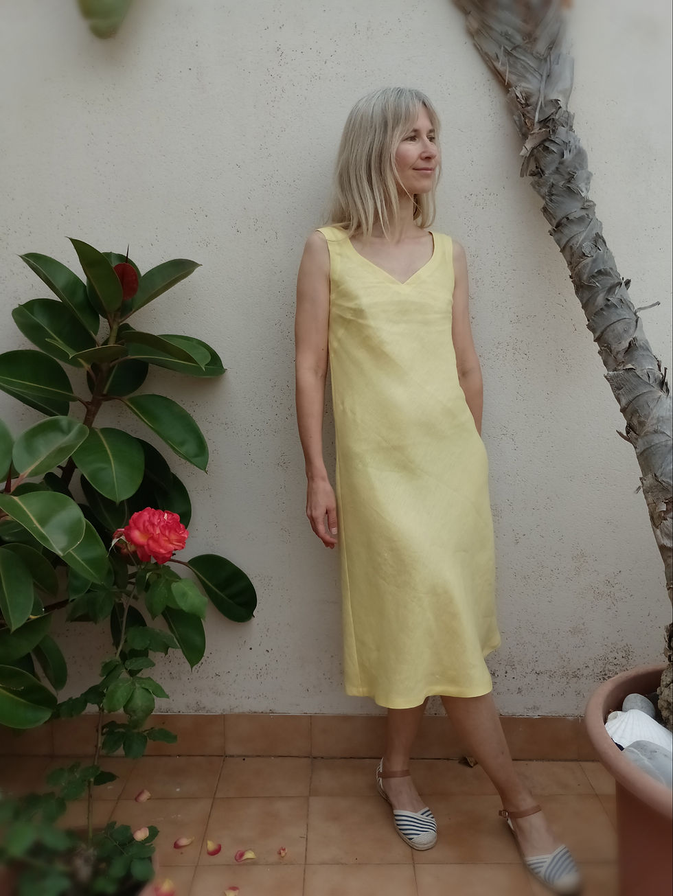 Thumbnail: Yellow / SHORT FERN / bias midi dress / lightweight linen / handmade by Kadrika