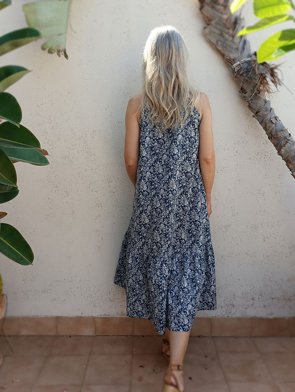 Thumbnail: Navy / SNAPDRAGON / sleeveless tiered dress / floral lawn cotton / handmade by Kadrika