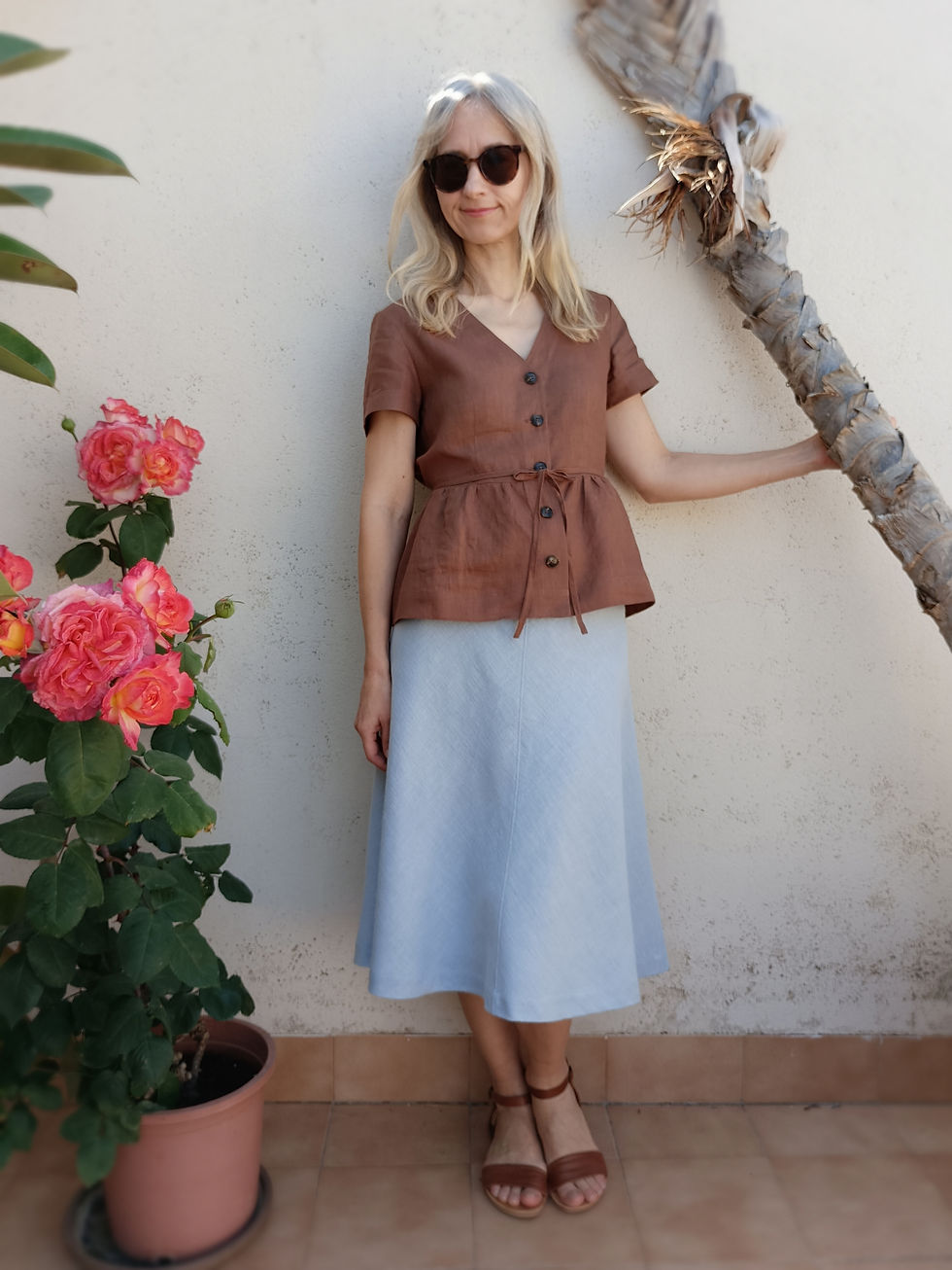 Thumbnail: Skylight / CALLA LILY / bias-cut midi skirt / ramie tweed / handmade by Kadrika