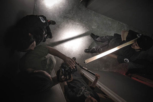 Setting up for a stunt