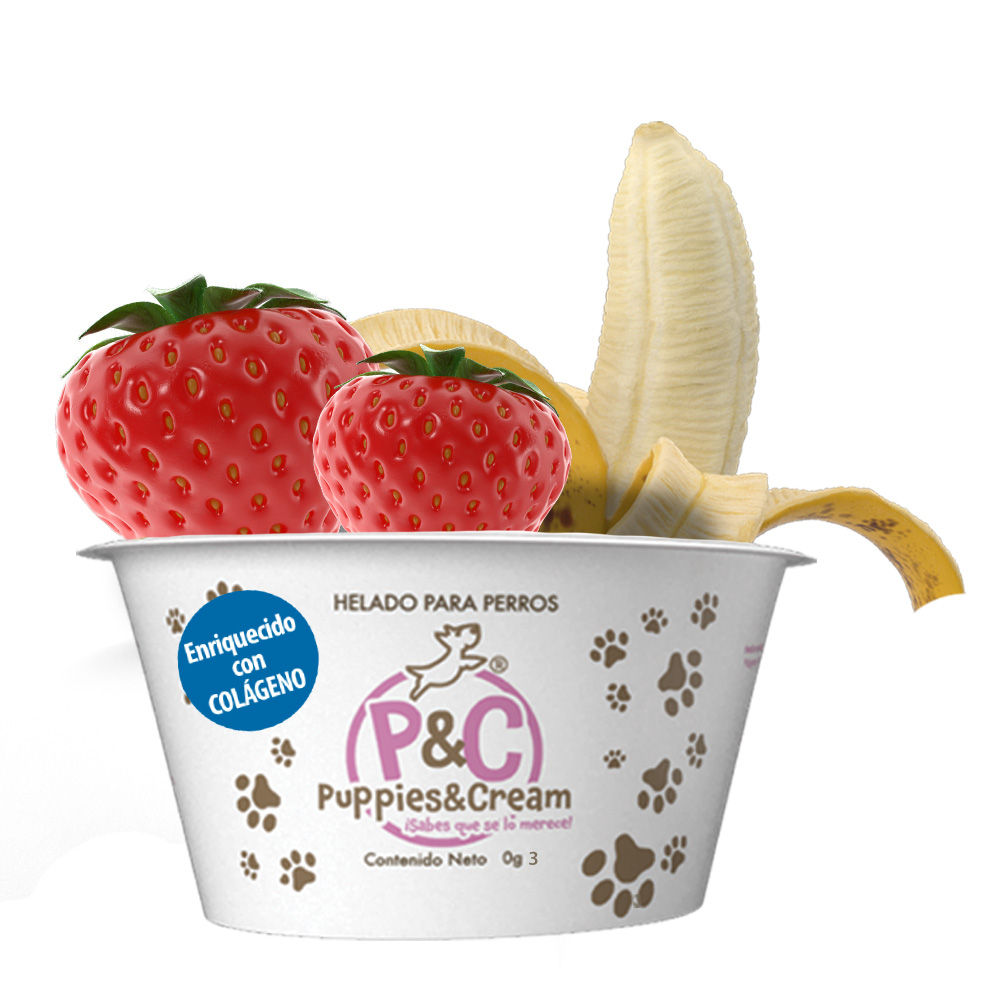 Helado de plátano con fresa chico