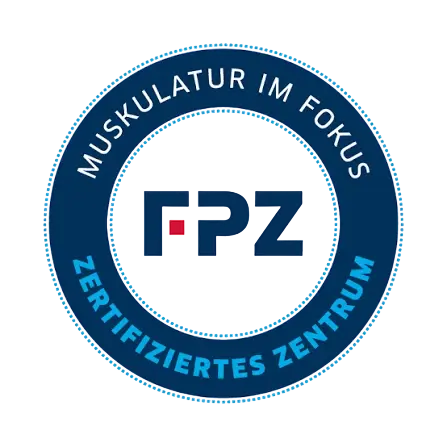 Digital graphic logo featuring the FPZ acronym in the center, encircled by text on a dark blue background. The seal signifies a certified center with a clinical and professional aesthetic.