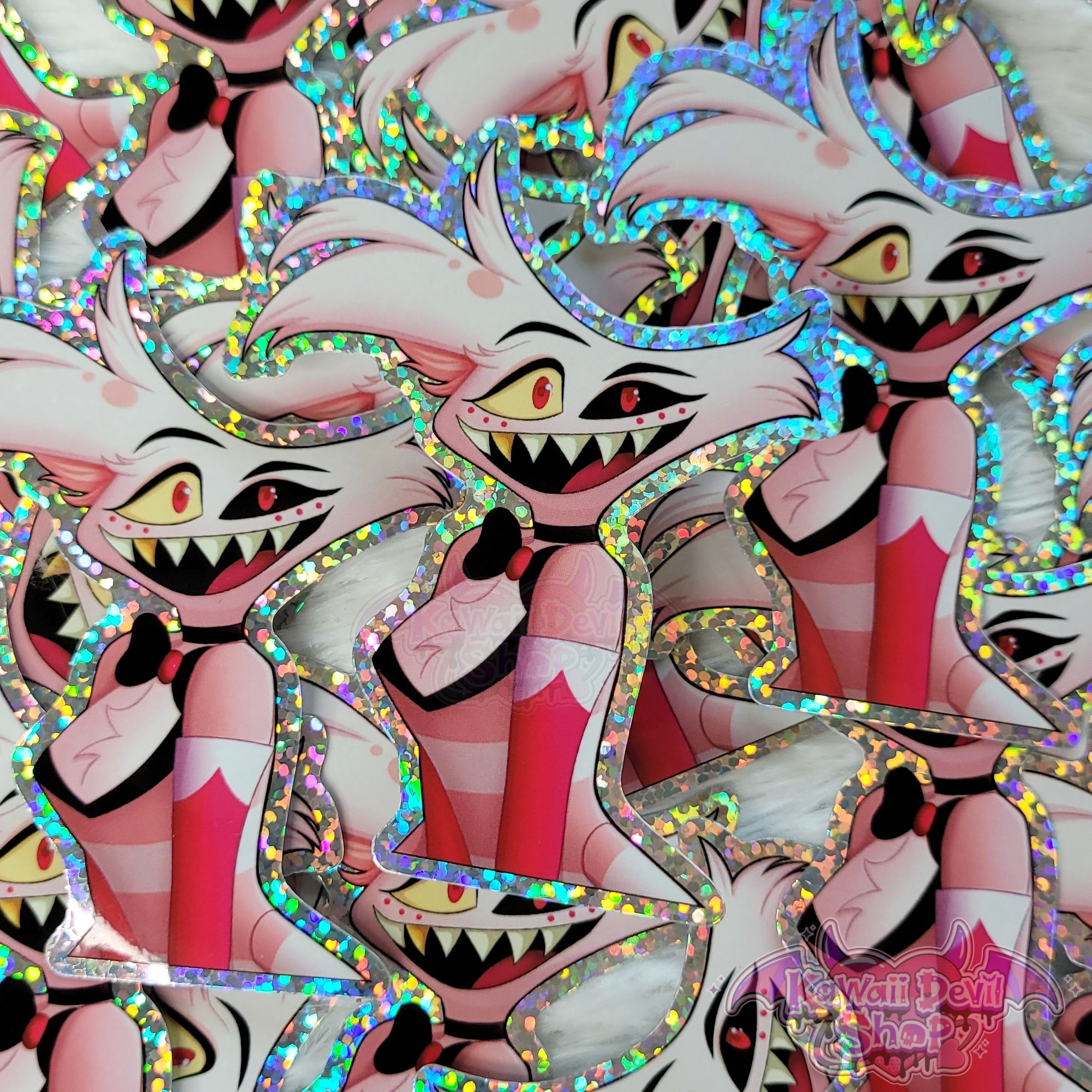 Hazbin Hotel Angel Dust 3 Inch Glitter Sticker