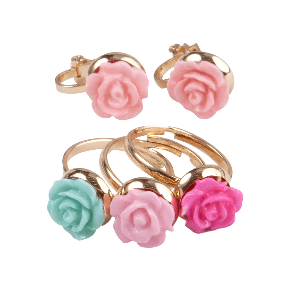 Thumbnail: Boutique Rose Rings & Earring Set