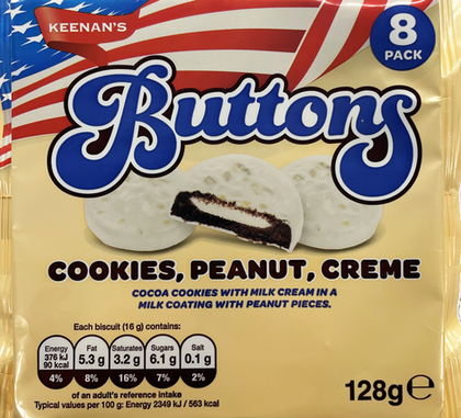 Cookies, peanut and cream buttons