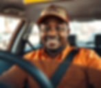 Create a realistic image of a cab driver smiling inside a taxi with a cap naming it King Express.jpg