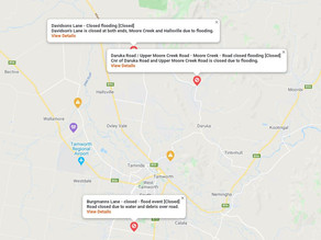 Welcome rainfall causes road closures in Northern Tablelands