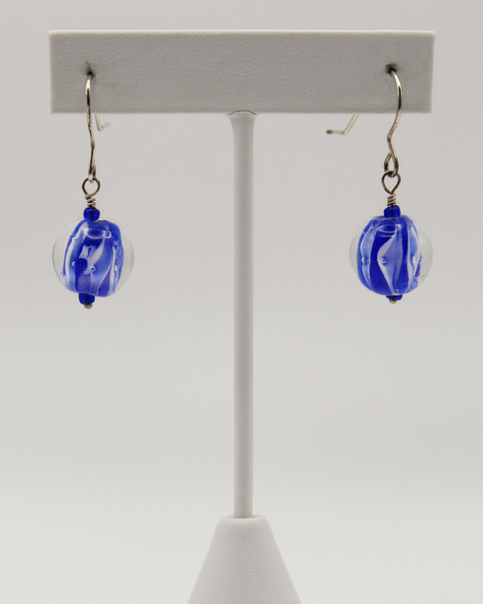 Blue Lampwork Bead Earrings
