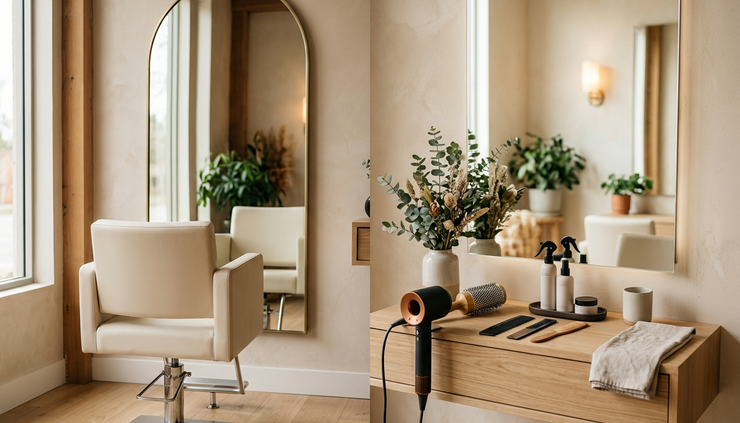 Eye-level view of a welcoming salon chair ready for a hair makeover