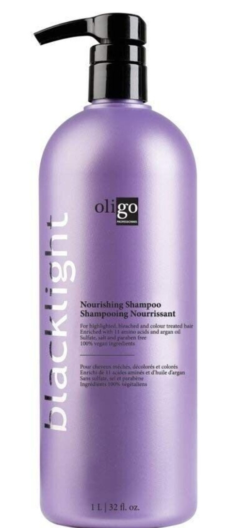 Oligo Backlight Nourishing Shampoo product for highlighted hair enriched with argan oil.