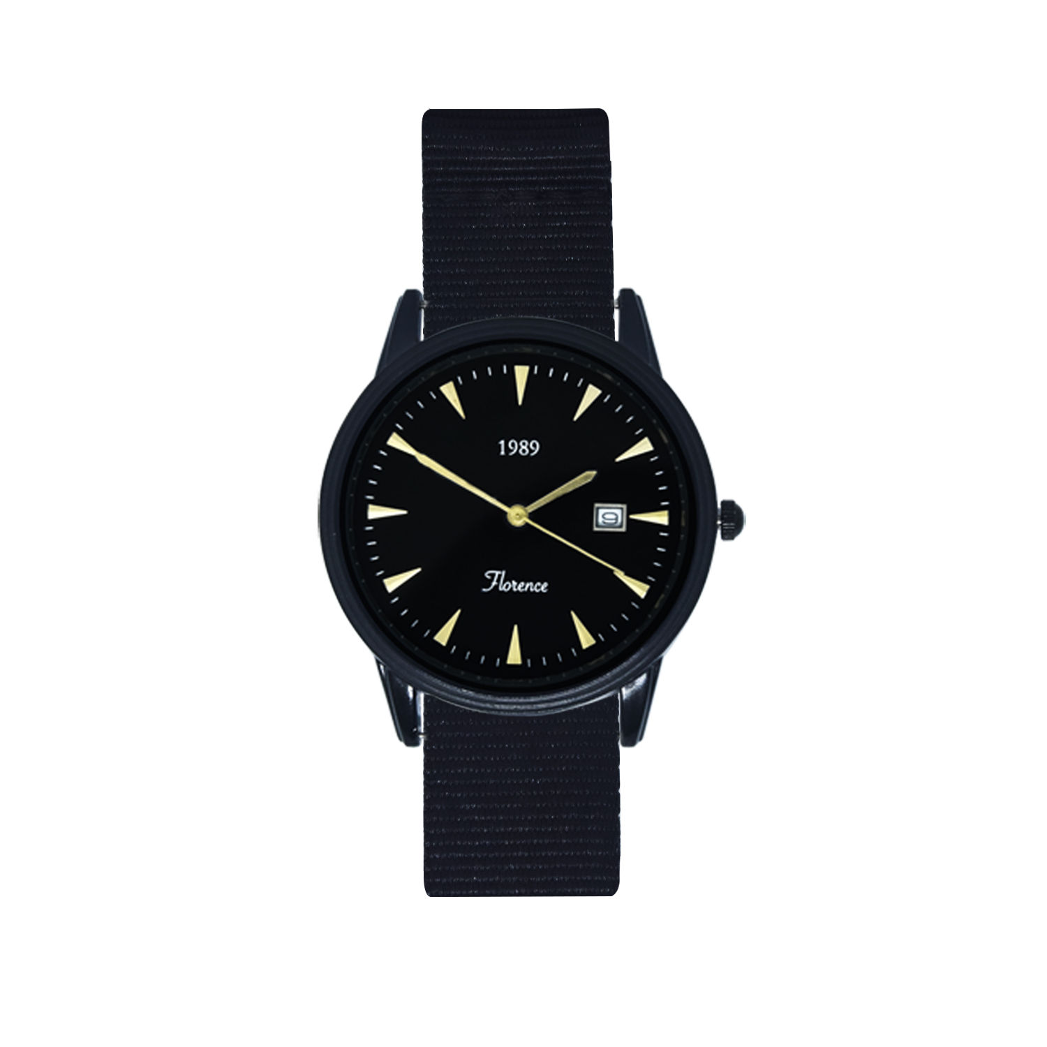Florence Black Frame Black Dial Pitch Black Nylon