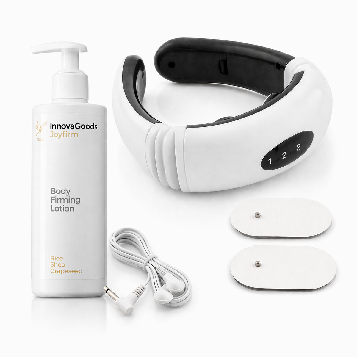 Pack Electromagnetic Neck and Back Massager and Firming Body Lotion