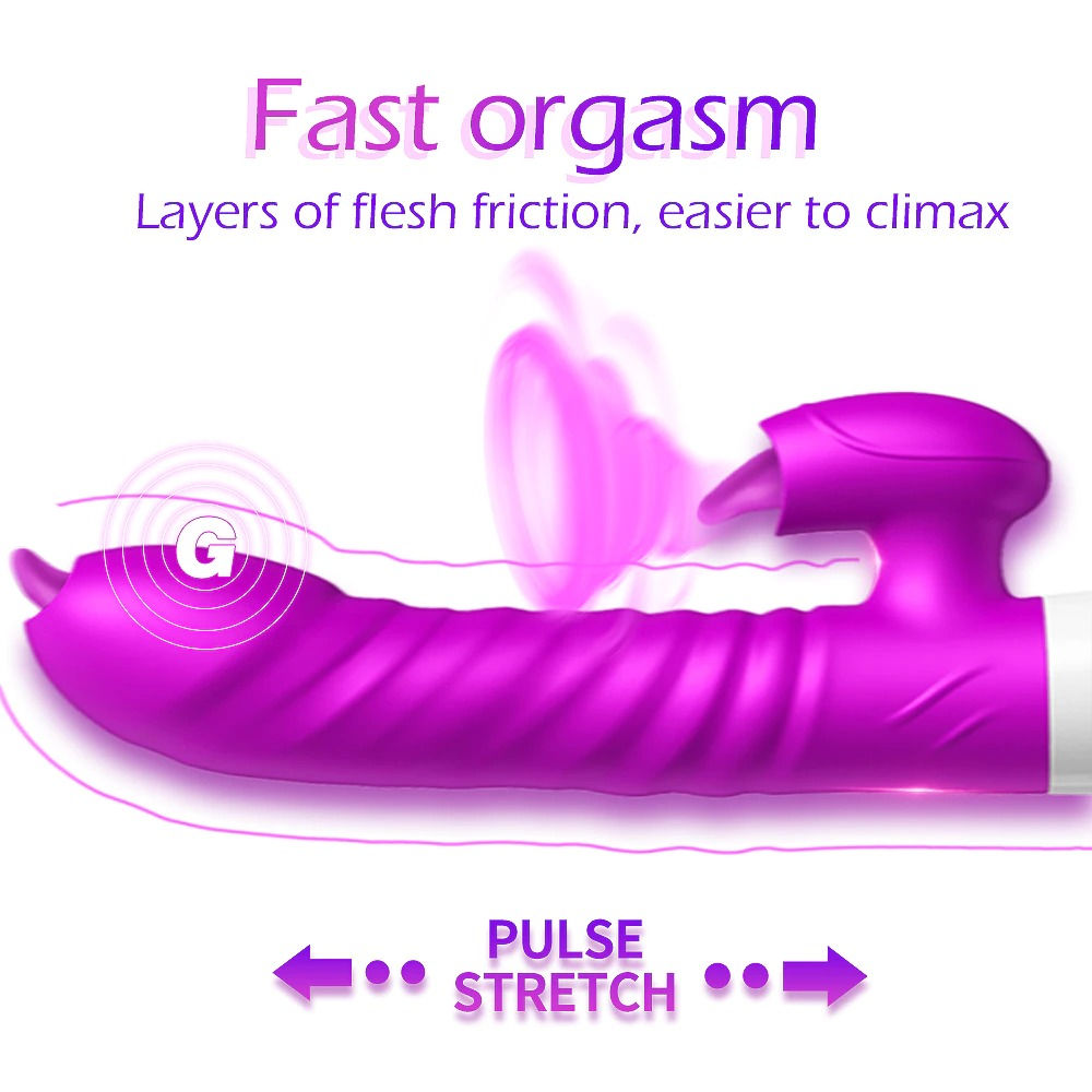 Telescopic Rotating Dildo Female Vibrator Double Tongue Cunnilingus Yin Emperor