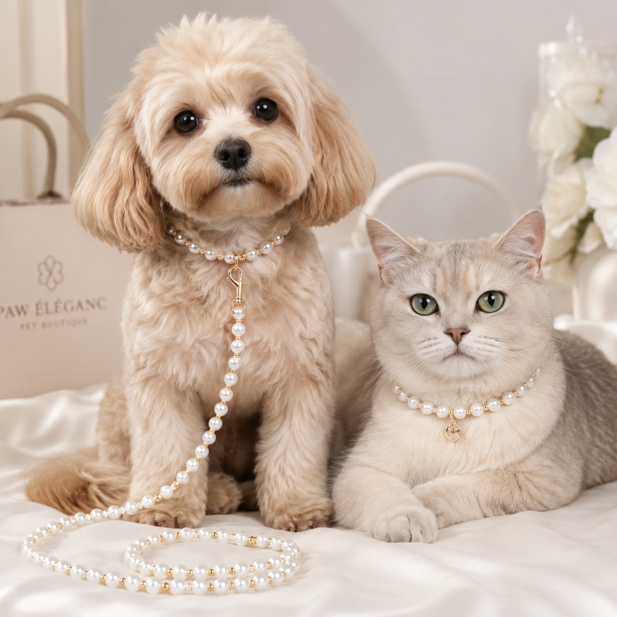 PearlPaw™ Luxury Pet Pearl Lead & Collar Set