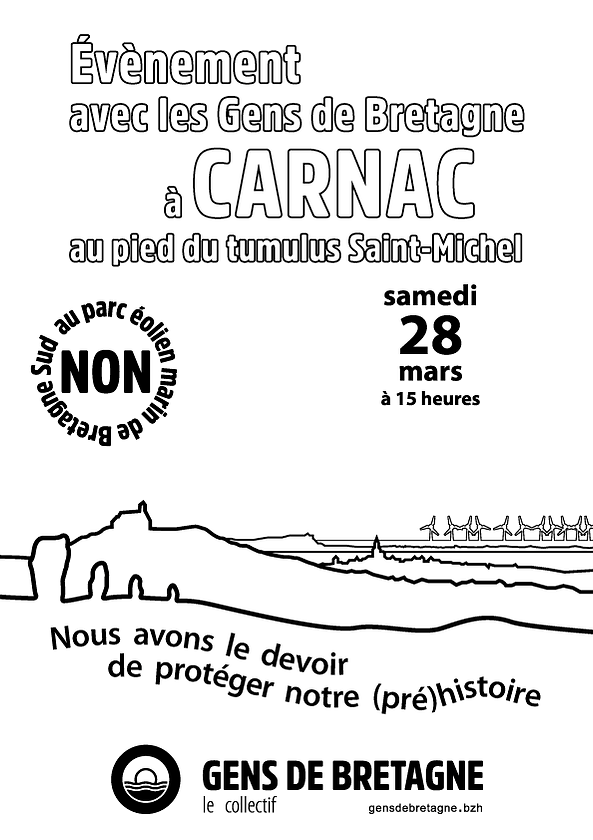 rassemblement anti éolien à Carnac pour la protection du territoire cassé UNESCO