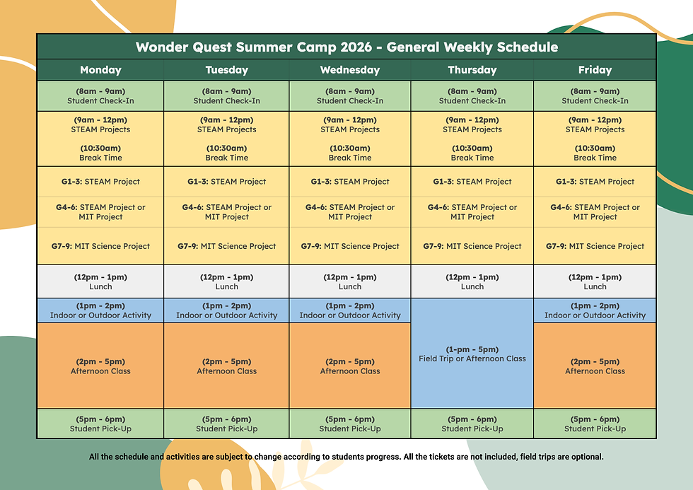 2026 Summer Schedule