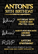 A6 Invitation for a Bodyguard themed birthday party