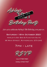 A6 Invites with Envelopes for Ashley's 18th