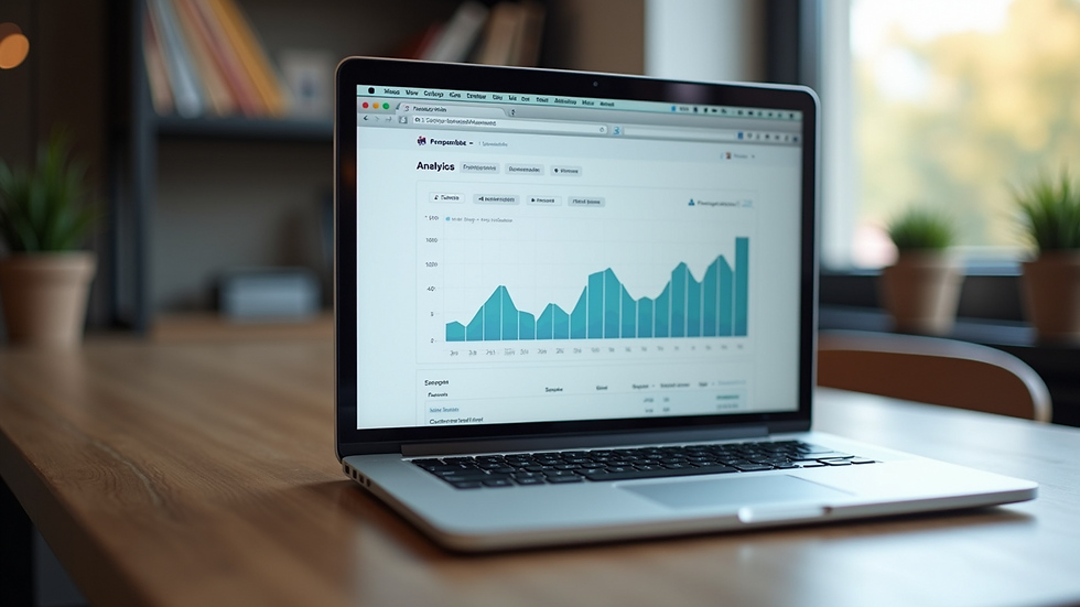 Close-up view of a laptop screen showing social media analytics dashboard