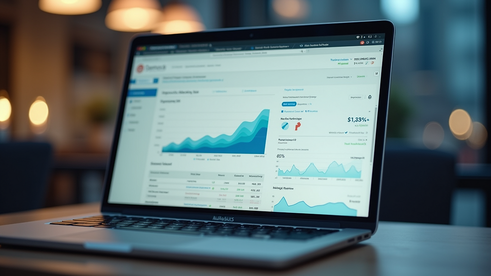 Close-up view of a laptop screen showing digital marketing analytics