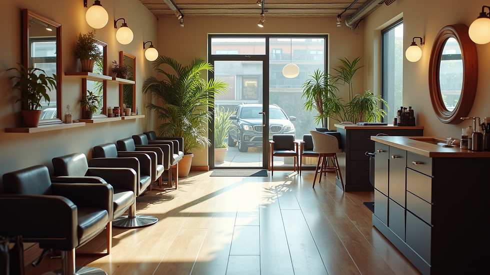 High angle view of a local salon with modern interior and welcoming atmosphere