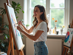 A-woman-is-joyfully-painting-on-a-canvas-in-a-bright-and-airy-studio-filled-with-art-suppl