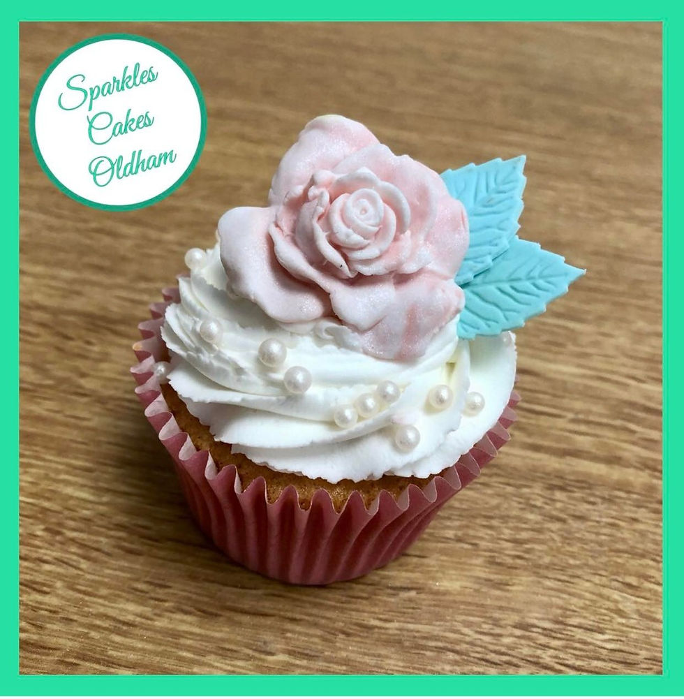 Pink rose cupcake