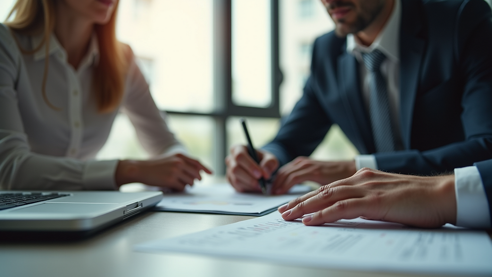 Eye-level view of a financial advisor discussing plans with a client