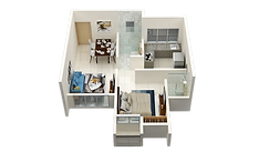 Spacious 1BHK apartment with master bedroom and balcony