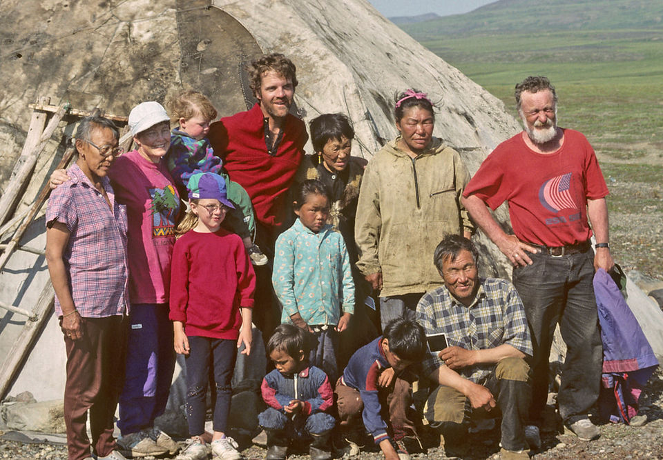 Chukchi natives along with Paul Schurke and his family and our Russian guide VladimirChukchi natives along with Pau