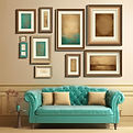Vintage art frames gallery in grey, teal, and brown colour tone.jpg
