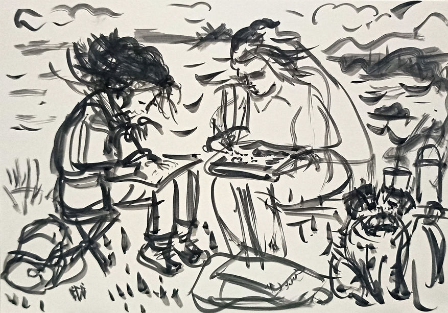 iInk, acrylic, and watercolor on paper, 8.3 × 11.7 in., 2026