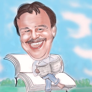 Karikatur vom Foto mit Hobby Lesen Geschenkidee