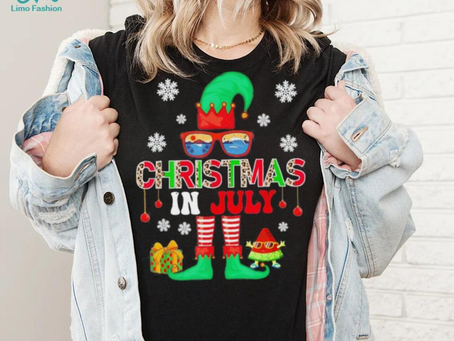 Lupinmerch – Christmas In July Costume Elf Sunglasses Beach Lover Family T Shirt