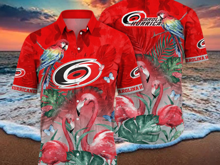 NHL Carolina Hurricanes Hawaiian Shirt Pink Flamingo And Palm Leaves