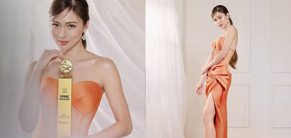 Kim Chiu receives her iMBC Awards’ Best Global Star trophy from South Korea