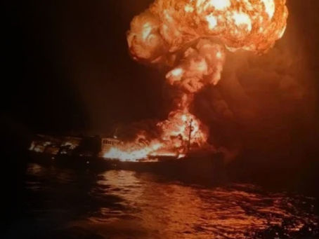 Twelve Rescued From Burning Cargo Ship in Manila Bay