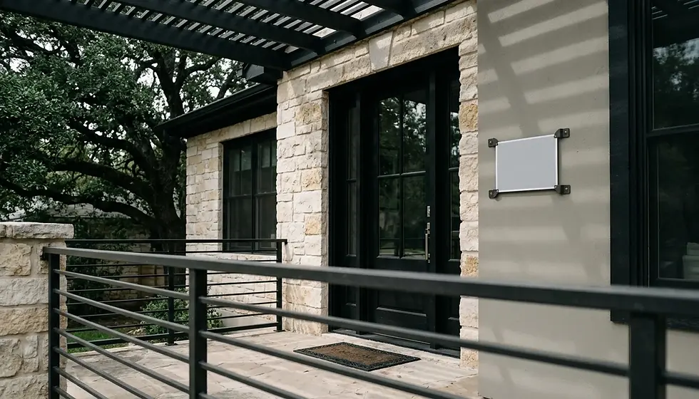 Permit placard on an Austin short-term rental front door representing STR management Austin compliance
