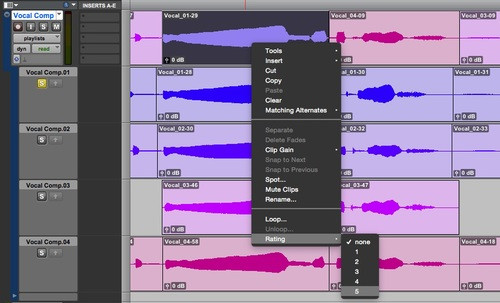 Comping Takes in Pro Tools