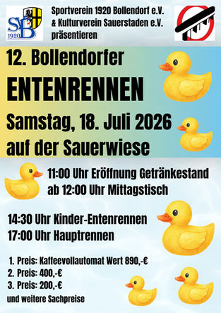 Der SVB und der Kulturverein laden ein zum ENTENRENNEN