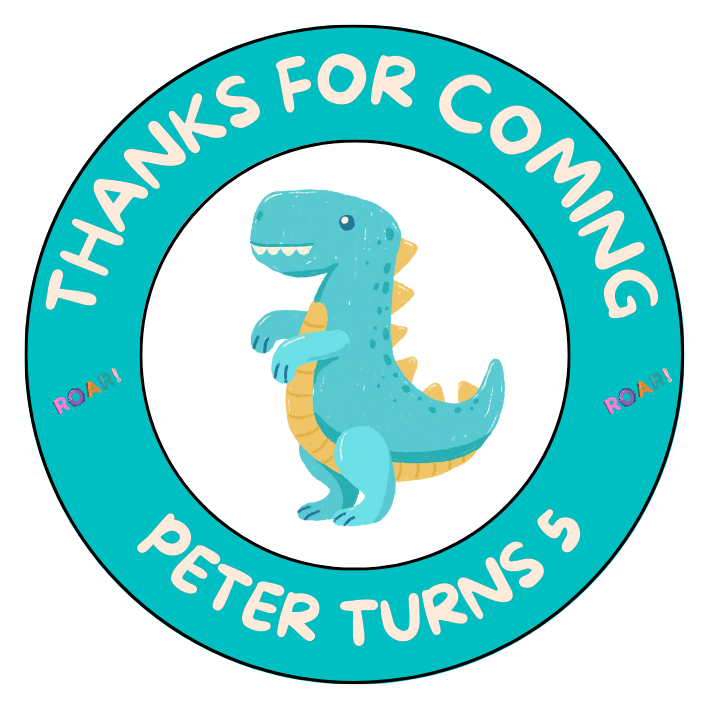 Thumbnail: Dino Personalised party bag sticker