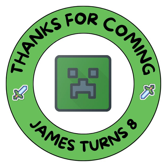 Thumbnail: Minecraft personalised party bag sticker for kids party favors