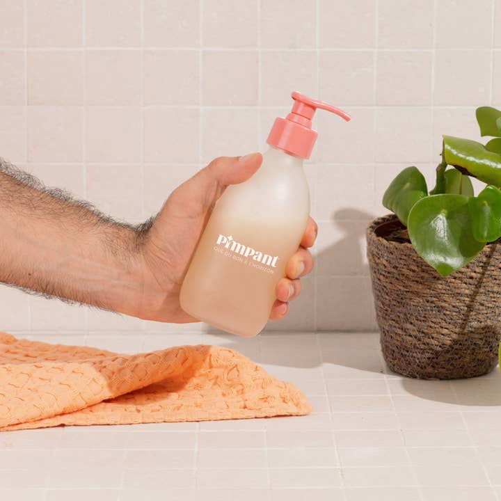 bouteille en verre sécurisé avec pompe pour savon design original, terra di natura