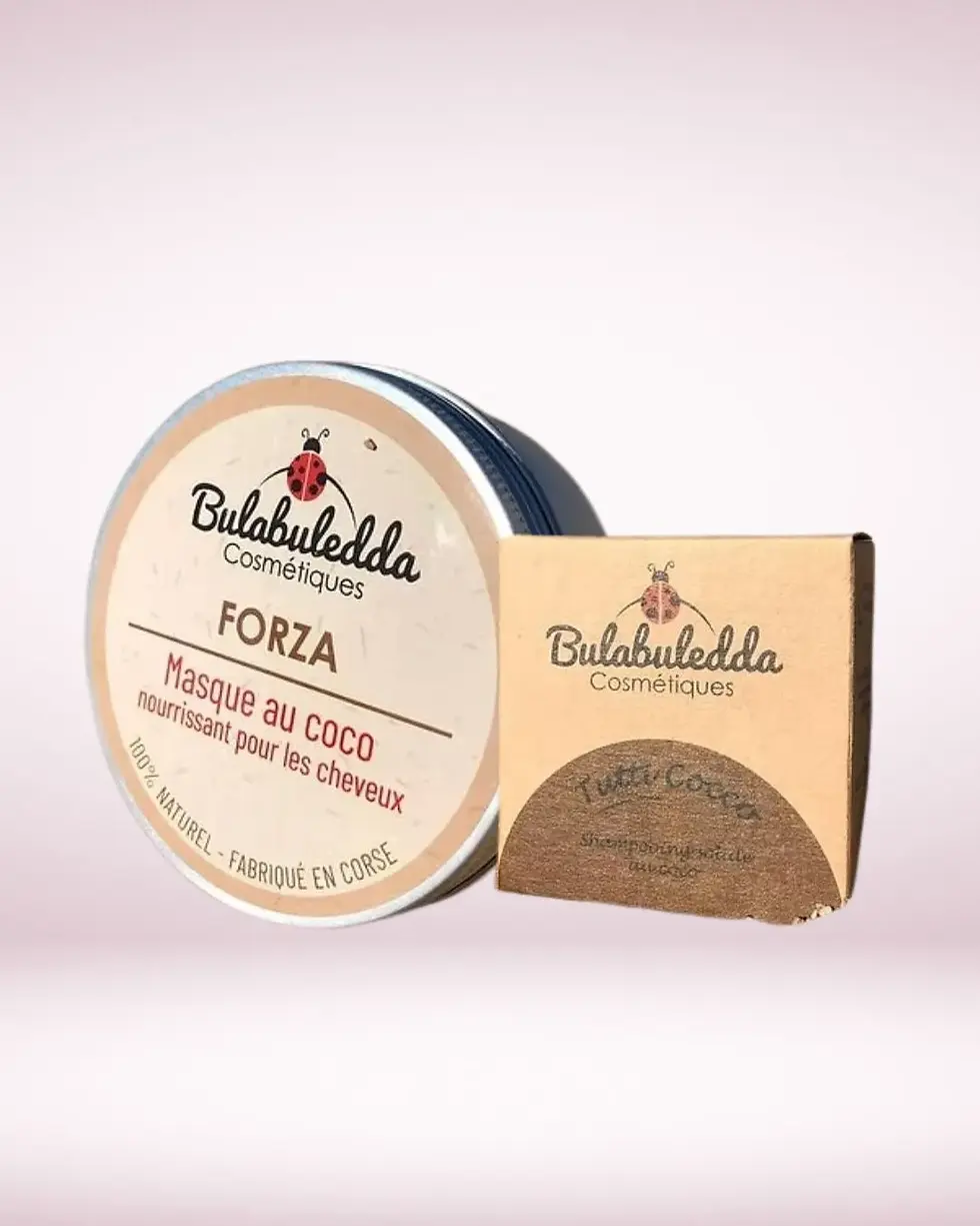 pack soins cheveux naturels au coco shampoing solide et baume réparateur, terra di natura