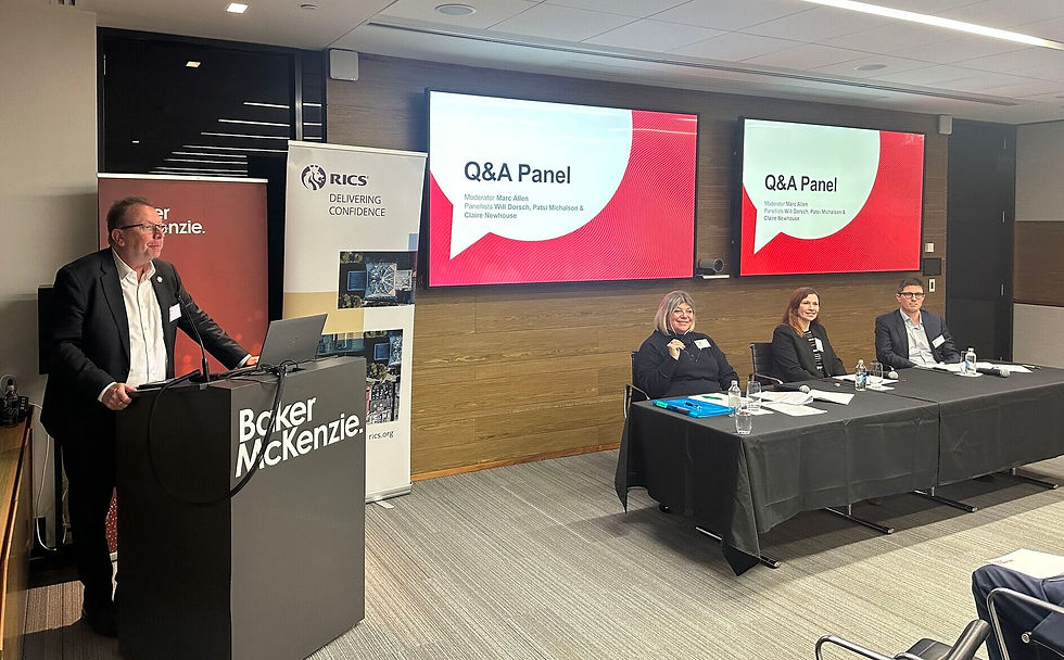 Moderator Marc Allen. Panellists Patsi Michalson, Claire Newhouse & Will Dorsch